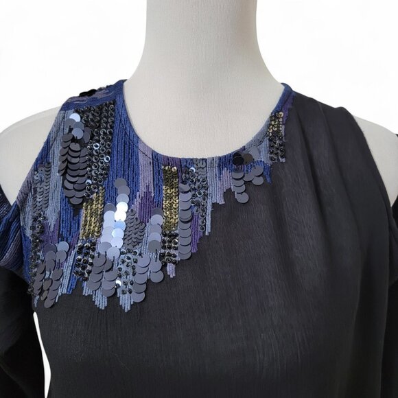 Free People Size XS All About You Embellished Cold Shoulder Blouse in Black - Picture 4 of 15